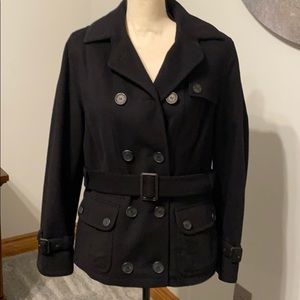 Barbour black, double-breasted pea coat